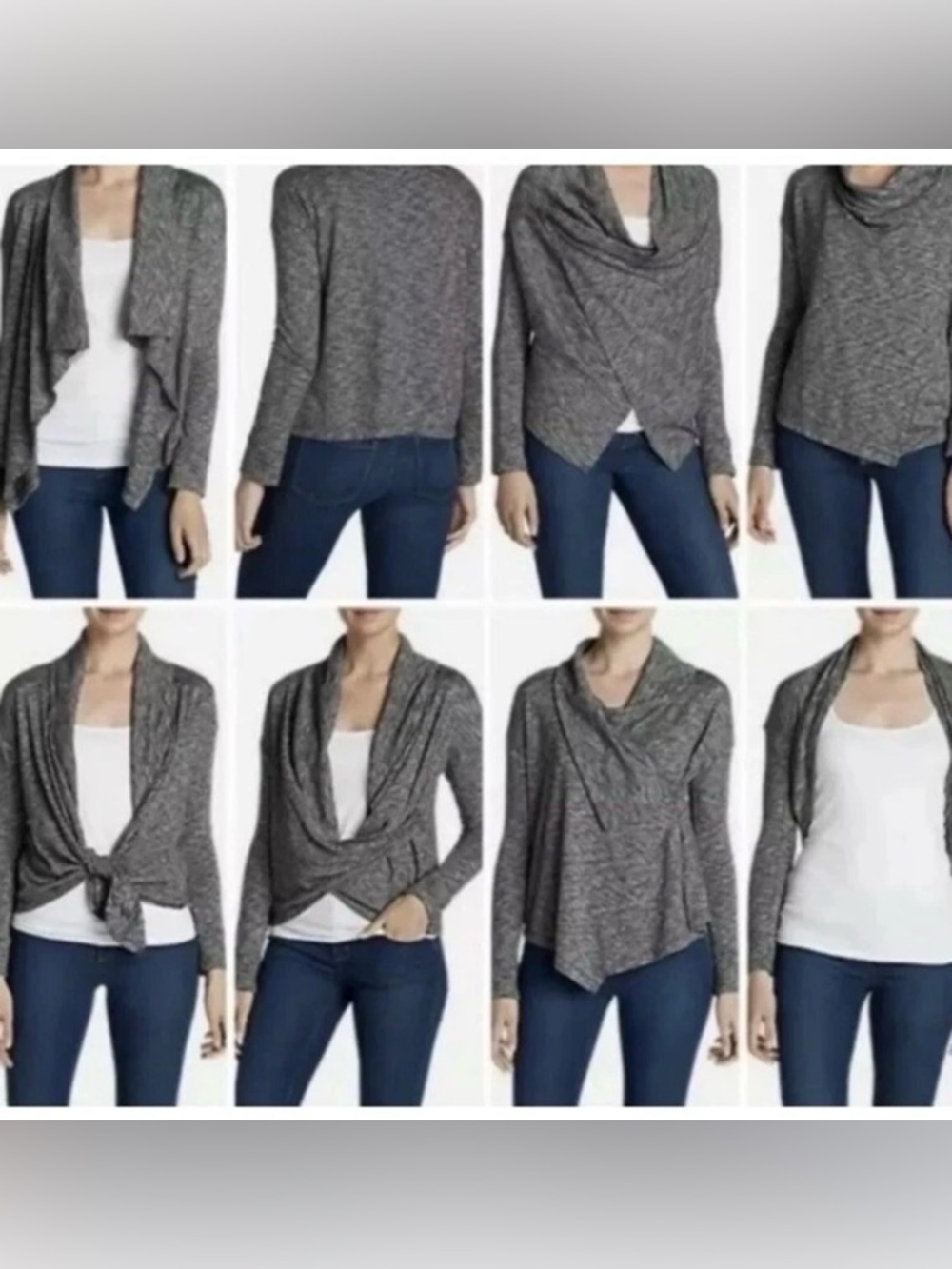 Eddie Bauer 7 Days 7 Ways Cardigan. Sz L Heathered Oatmeal. NWT